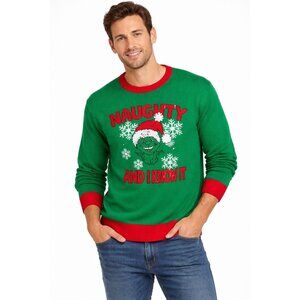 The Grinch Men's Grinch Ugly Christmas Sweater Crewneck Pullover Green Size XXL